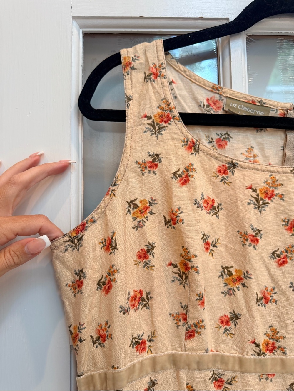 Vintage Liz Claiborne Y2K 90’s Feminine Linen Country Floral Maxi Dress Size 12 - Picture 2 of 13